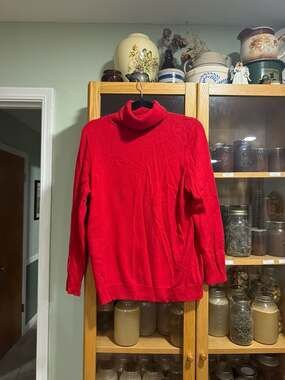 Talbots Plus Size 1X Red 100% Pure Cashmere Turtleneck Sweater